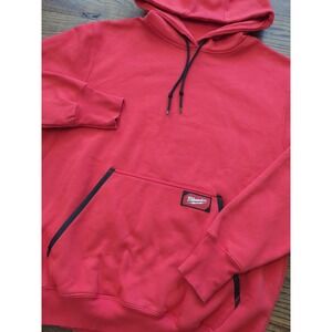 Milwaukee Hoodie Sz L Heavy Duty Pullover Durable Workwear Red Logo Sweatshirt